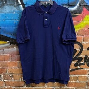 POLO by RALPH LAUREN-men’s violet blue cotton short sleeve button polo shirt